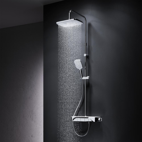 картинка F078F200 Func, душ. система: см-ль-полка д/душа с ТМС: душ.штанга, верхн. душ квадр., ручн.душ, хром от магазина Сантехстрой