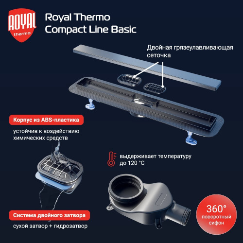 картинка Лоток душевой Royal Thermo с сухим затвором Compact Line Basic 600 от магазина Сантехстрой