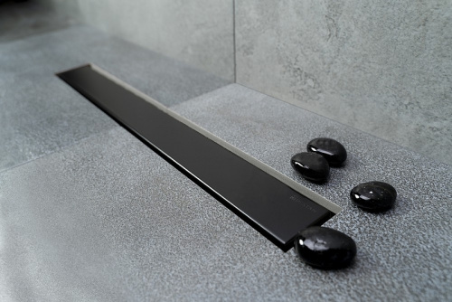картинка Душевой лоток Pestan Confluo Frameless Line 550 Black Matte 13701319 с решеткой Черный матовый / полая под плитку от магазина Сантехстрой