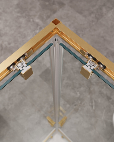 картинка Душевой уголок Cezares Molveno 100x100 MOLVENO-A-2-100-C-BORO-IV профиль Брашированное золото стекло прозрачное от магазина Сантехстрой