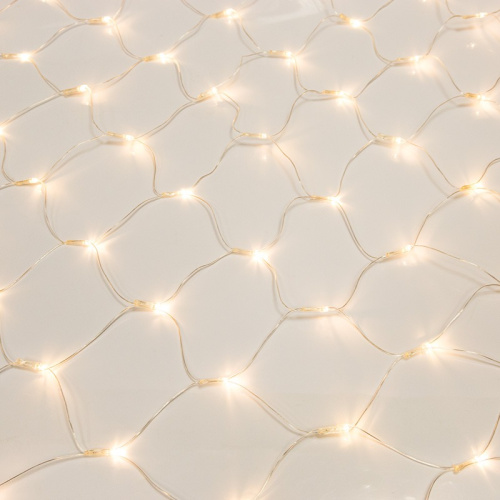картинка Гирлянда Сеть 1,5х1,5м,  прозрачный ПВХ,  150 LED ТЕПЛЫЙ БЕЛЫЙ от магазина Сантехстрой