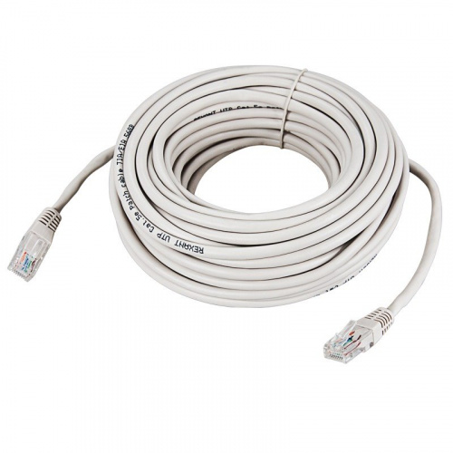 картинка Шнур коммутационный,  патч-корд U/UTP RJ45-RJ45, CAT 5e,  10м,  PVC серый REXANT от магазина Сантехстрой