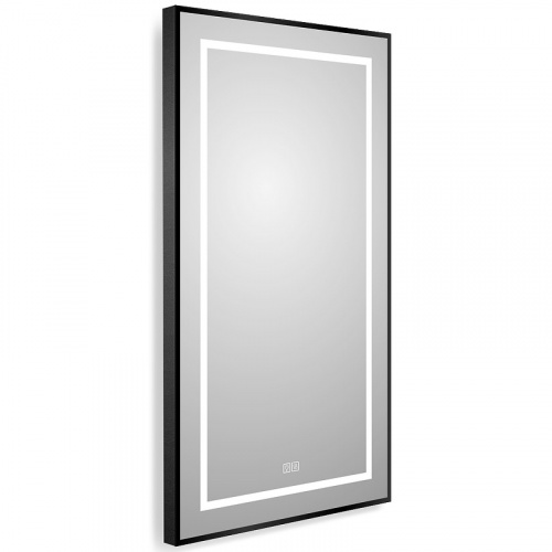 картинка Зеркало BelBagno Kraft 50 SPC-KRAFT-500-900-LED-TCH-WARM-NERO с подсветкой Черное с сенсорным выключателем и подогревом от магазина Сантехстрой
