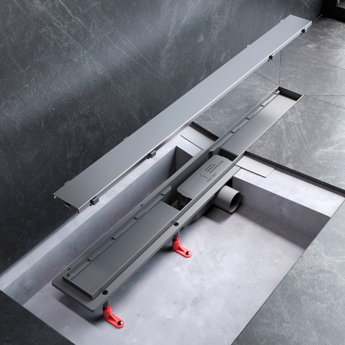 картинка W02SC-U11-080-04SB PrimeFlow Трап для душа линейный универс затвор Tile 80см цвет сталь мат от магазина Сантехстрой