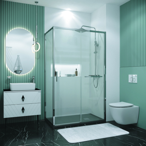 картинка Боковая стенка Grossman Style 200.K33.05.90.10.00 (90х195) хром,стекло прозрачное, 1 место от магазина Сантехстрой