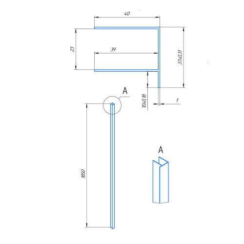 картинка Добавочный профиль RGW A-11 (185мм) от магазина Сантехстрой