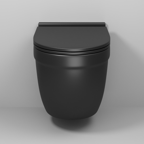 картинка Унитаз подвесной Grossman GR-4483BMSQ (520*360*410) безободковый,черный матовый с тонкой крышкой,микролифт,смыв торнадо,1 место от магазина Сантехстрой