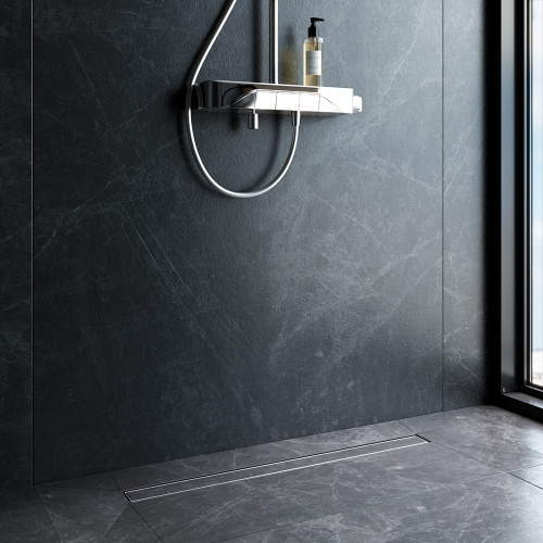 картинка W01SC-U11-080-04SB MasterFlow Трап для душа линейный универс затвор Tile 80см цвет сталь мат от магазина Сантехстрой