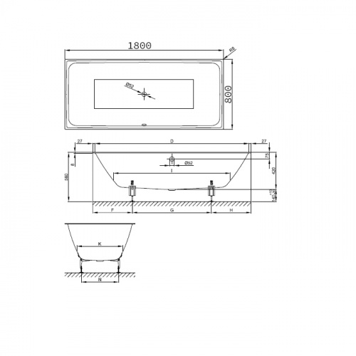 картинка BETTE Loft Ванна с шумоизоляцией 180х80х42, BetteGlasur® Plus, цвет белый от магазина Сантехстрой