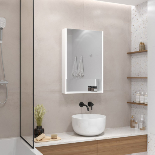 картинка Зеркало-шкаф Art&Max Foggia 50 AM-Fog-500-800-1D-R-DS-F-White правый белый от магазина Сантехстрой