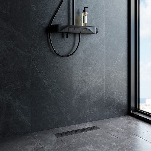 картинка W02SC-P11-040-01BM PrimeFlow Трап для душа линейный универс затвор Cut Gradient 40см цвет черн мат от магазина Сантехстрой