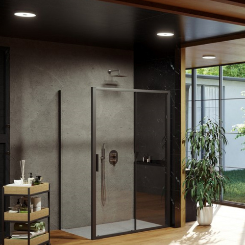 картинка Душевая стенка Ravak Blix Slim BLSPS-90 X9BM70300Z1 профиль Черный стекло Transparent от магазина Сантехстрой