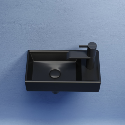 картинка CN6051LMB Умывальник подвесной прямоугольный (чаша слева, отверстие под смеситель справа) цвет чёрны от магазина Сантехстрой