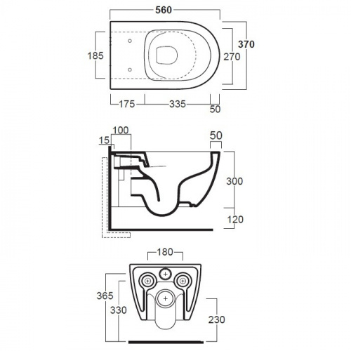 картинка Simas Trevi Унитаз подвесной 56х37 см, безободковый, цвет белый (без креплений F85) от магазина Сантехстрой
