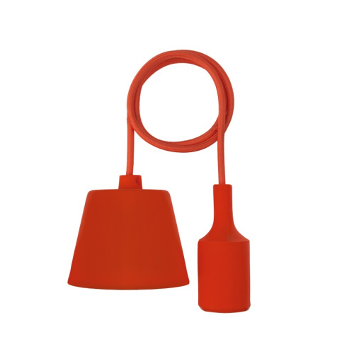 картинка Патрон E27 силиконовый со шнуром 1 м красный REXANT от магазина Сантехстрой