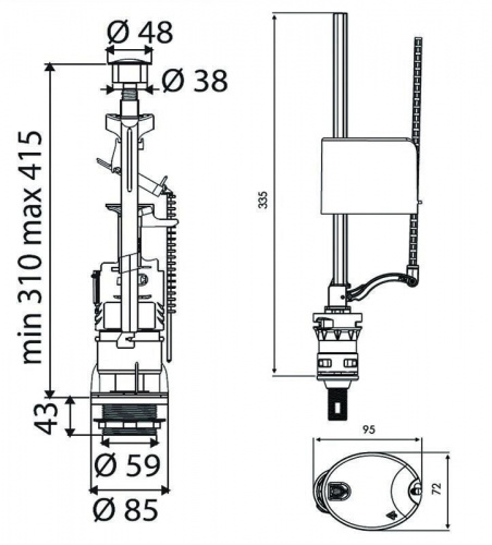 картинка Комплект сливной арматуры для бачка унитаза Oli Deco (037192) от магазина Сантехстрой