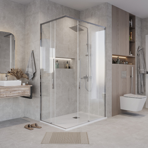 картинка Душевое ограждение Grossman Galaxy 1/2.K33.01.12.10.00-1/2.K33.01.80.10.00 (120х80х195) раздвижная,хром,стекло прозрачное,2 места от магазина Сантехстрой