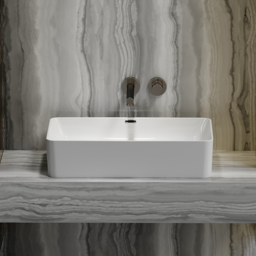 картинка CN6065 Умывальник чаша накладная прямоугольная со сливом переливом Element 605*385*140мм от магазина Сантехстрой