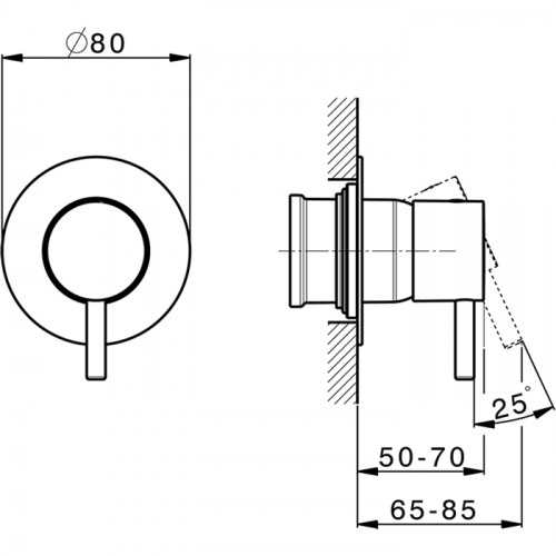 картинка CISAL Less New Внешняя часть встраиваемого однорычажного смесителя для душа, цвет хром от магазина Сантехстрой