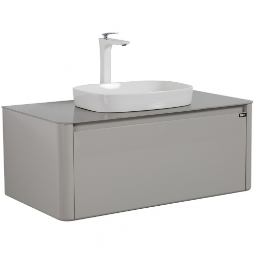 картинка Комплект мебели для ванной Black&White Universe U915.1000 100 9151000 подвесной Glossy light grey от магазина Сантехстрой