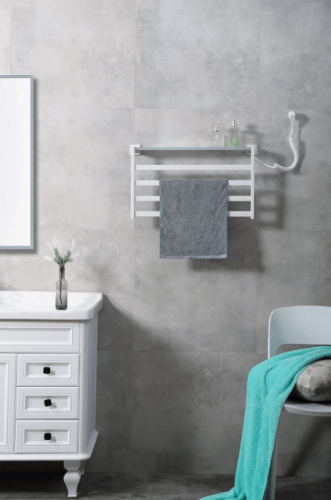 картинка Электрический полотенцесушитель Black&White Universe N-333W 58х35 333WN с полкой Белый матовый от магазина Сантехстрой