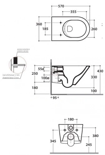 картинка Унитаз подвесной Rimless Globo FOS05BI FORTY3 57 см, крепеж в комплекте, цвет белый от магазина Сантехстрой