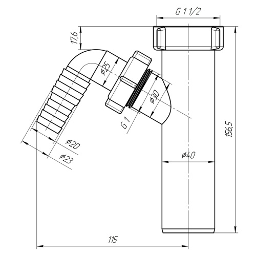 картинка Отвод стиральной машины Ани Пласт 1 1/2"*40 (M140) от магазина Сантехстрой