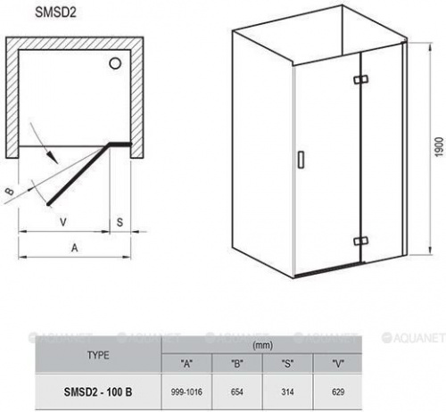 картинка Душевая дверь Ravak SmartLine SMSD2-100 B-R 0SPABA00Z1 от магазина Сантехстрой