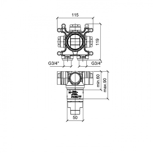 картинка ALMAR Встраиваемая часть однорычажного смесителя без переключения от магазина Сантехстрой