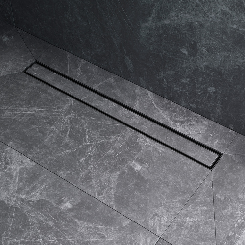 картинка W01SC-U11-070-04BM MasterFlow Трап для душа линейный универс затвор Tile 70см цвет черн мат от магазина Сантехстрой