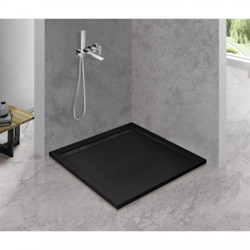 картинка Душевой поддон из литого мрамора 100x100 см Cezares TRAY-AS-A-100-30-NERO от магазина Сантехстрой