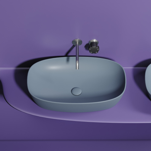 картинка CN6049MHL Умывальник чаша накладная овальная (цвет Серо-Голубой Матовый) Element 600*380*138мм от магазина Сантехстрой
