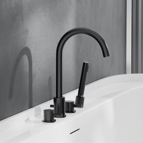 фото 360400300 scandinavian pure смеситель на борт ванны, четырёхсекционный, черный матовый