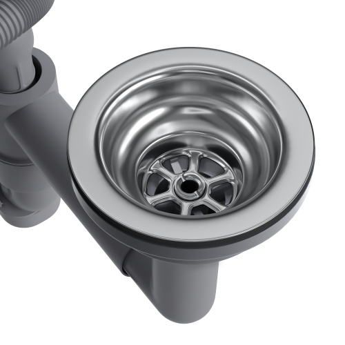 картинка Сифон для одночашевой кухонной мойки с выпуском Reflexion Arno RX3001SS полированная сталь от магазина Сантехстрой