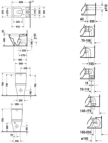 картинка Duravit DuraStyle Унитаз моноблок  пристенный 370х630 мм,  с креплением,слив универcал, цвет белый от магазина Сантехстрой