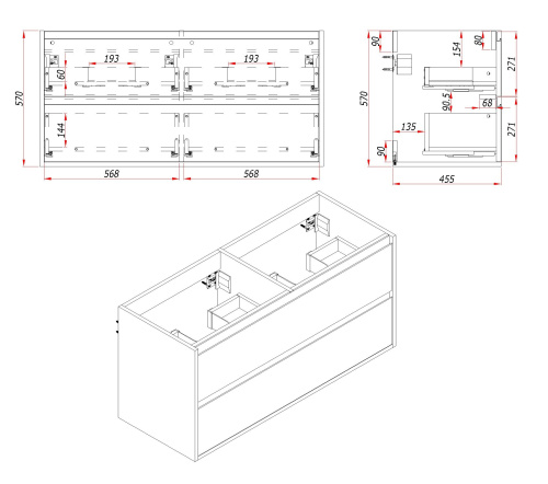 картинка Тумба под раковину/столешницу Парма 120 Аттик от магазина Сантехстрой