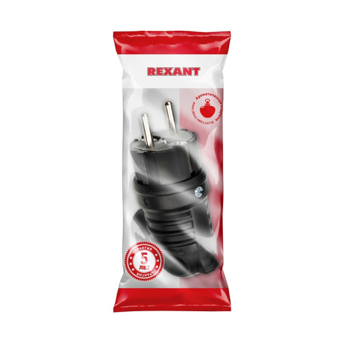 картинка Вилка угловая влагозащищенная с кольцом,  с/з,  16 А,  IP44 каучук REXANT от магазина Сантехстрой