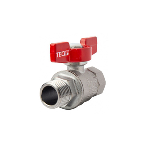 картинка Кран шаровый полнопроходной, резьба внутр./наруж., хром., ручка -бабочка красная, 1 1/4" от магазина Сантехстрой