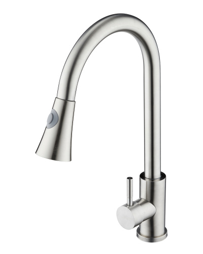картинка Orange Steel M99-120st смеситель для кухни с вытяжным изивом, сталь от магазина Сантехстрой