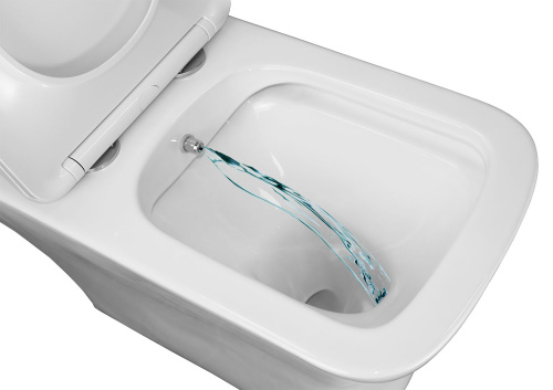 картинка Унитаз моноблок с функцией биде Azario Lodi 350х665х750 напольный, безободковый, горизонтальный слив, сиденье дюропласт микролифт (AZ-8617B) от магазина Сантехстрой