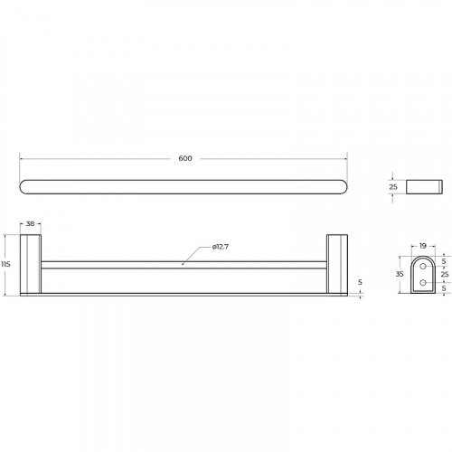 картинка Полотенцедержатель Cezares Stylus STYLUS-THD-60-NOP двойной Черный матовый от магазина Сантехстрой
