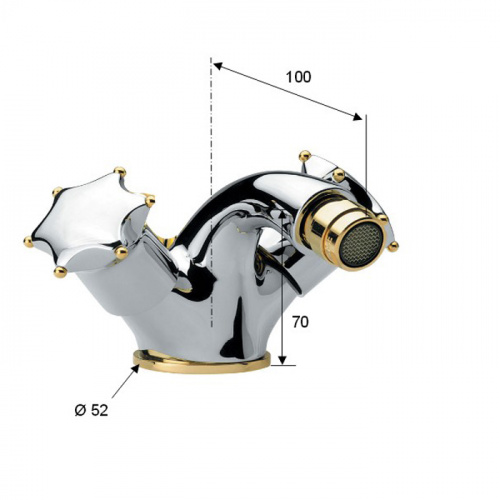 картинка Daniel Miss Decora Смеситель на биде, с донным клапаном, никель/декор золото от магазина Сантехстрой