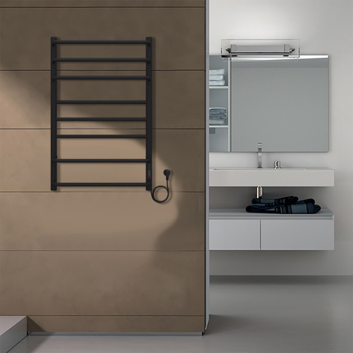 картинка Полотенцесушитель электрический AZARIO MILAN 500/800 8 секций, диммер справа, черный (AZ90858B) от магазина Сантехстрой