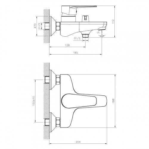 картинка Смеситель для ванны DECOROOM DR72 (DR72036) от магазина Сантехстрой