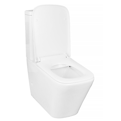 картинка Унитаз-компакт Azario Quadro 605x340x810 напольный, смыв "Торнадо", безободковый с сидением микролифт и арматурой, белый (AZ-2175 UQ1) от магазина Сантехстрой