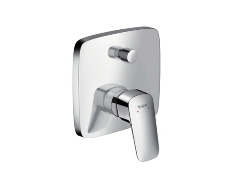 фото смеситель для душа, hansgrohe, logis, тип открывания воды-однорычажный, тип регулирования воды-керамический картридж, тип установки-встраиваемый, отверстия для монтажа-1, комплектация-переключатель вакуумного типа, внутренняя часть-необходимо заказать, цв