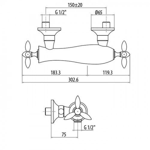 картинка Gattoni Timor Смеситель для душа, выпуск снизу, цвет хром (Снято с пр-ва) от магазина Сантехстрой