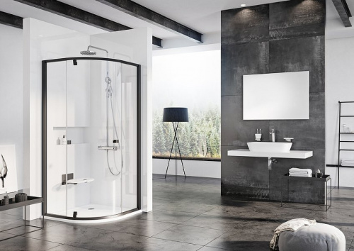 картинка Душевой уголок Ravak Pivot PSKK3 100x100 376AA300Z1 профиль Черный стекло прозрачное от магазина Сантехстрой
