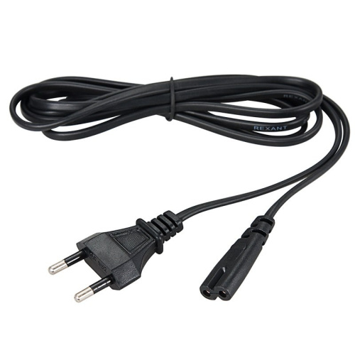 картинка Шнур сетевой,  вилка - евроразъем С7, кабель 2x0,5 мм²,  длина 1,8 метра (PE пакет) REXANT от магазина Сантехстрой