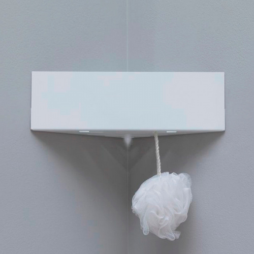 картинка Металлическая полка Aquanet Магнум 28 302237 угловая Белая матовая от магазина Сантехстрой